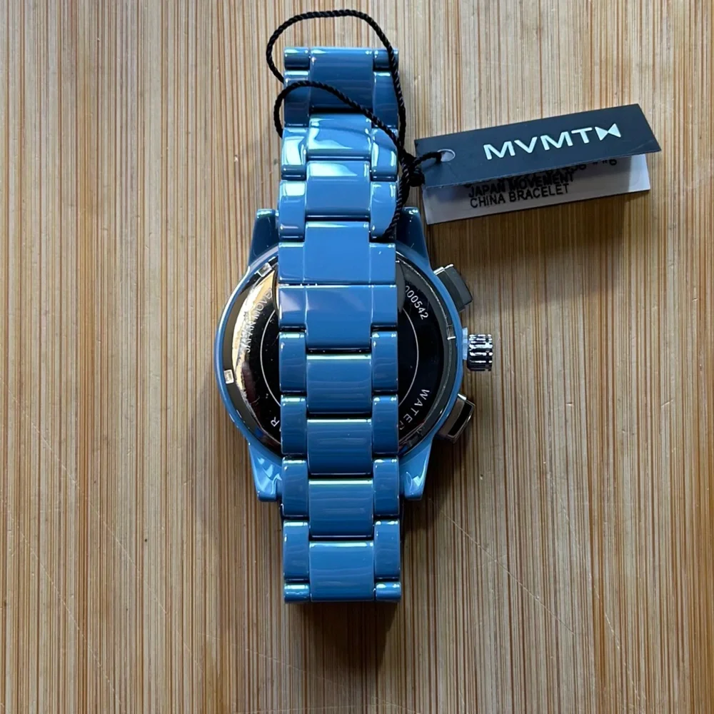 MVMT Ceramic Watch With 44mm Blue Chronograph Face & Blue Ceramic Bracelet